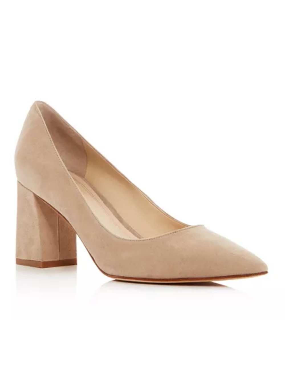 Marc Fisher Pointed Toe Block Heels Pumps Women’s 9.5 Natural Tan Suede Designer